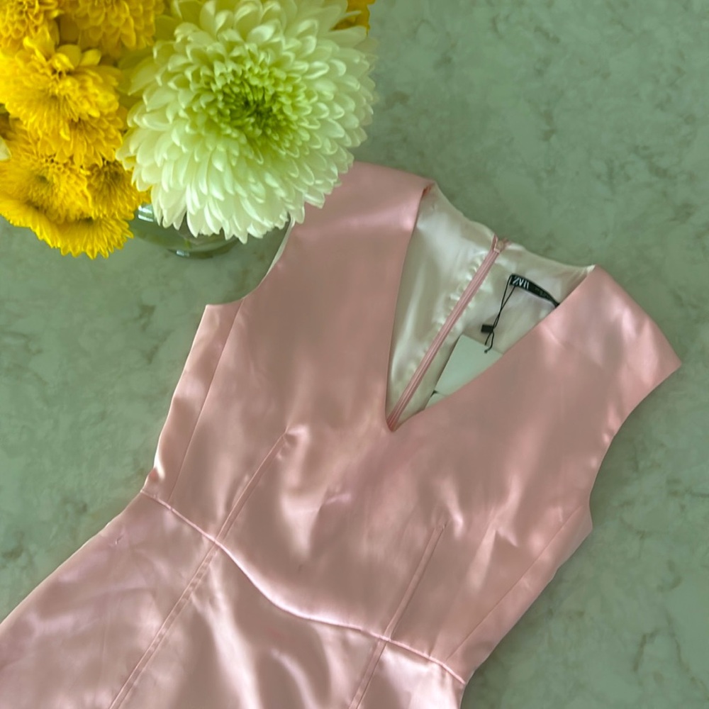 NWT Zara Satin Effect Mini Dress - Picture 4 of 9